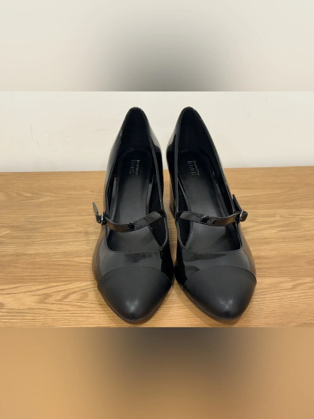 Women's Black Patent Mary Jane Block Heel Pumps